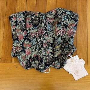 Black Floral Corset Camisole with Hook Front